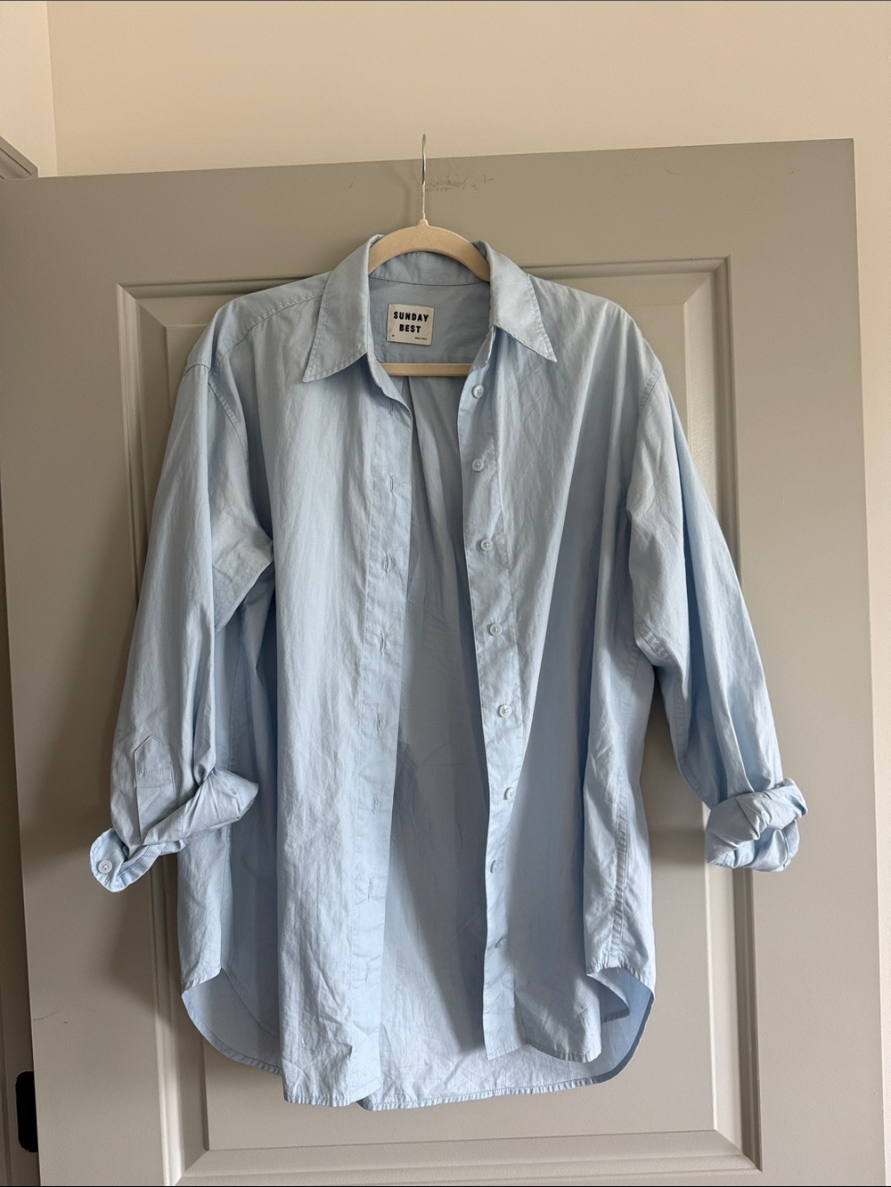 Sunday Best Baby Blue Oversized Button-Down Shirt